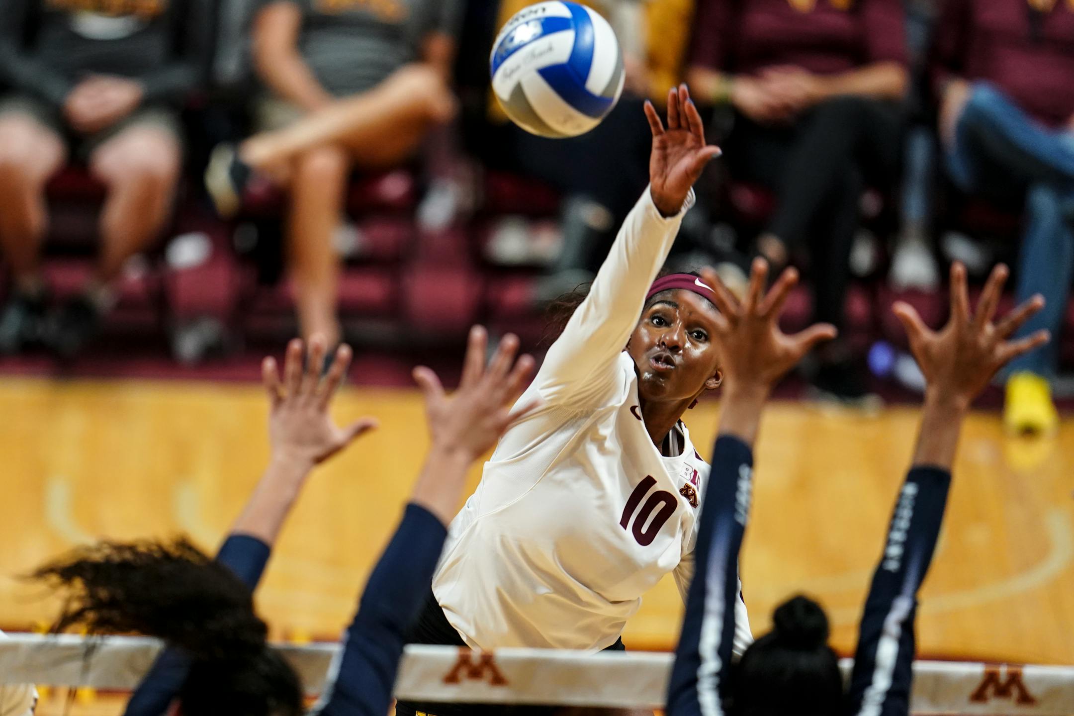 Gophers sophomore opposite hitter Stephanie Samedy was named the American Volleyball Coaches Association's national player of the week after leading the Gophers to victories against then-No. 4 Penn State and Maryland.