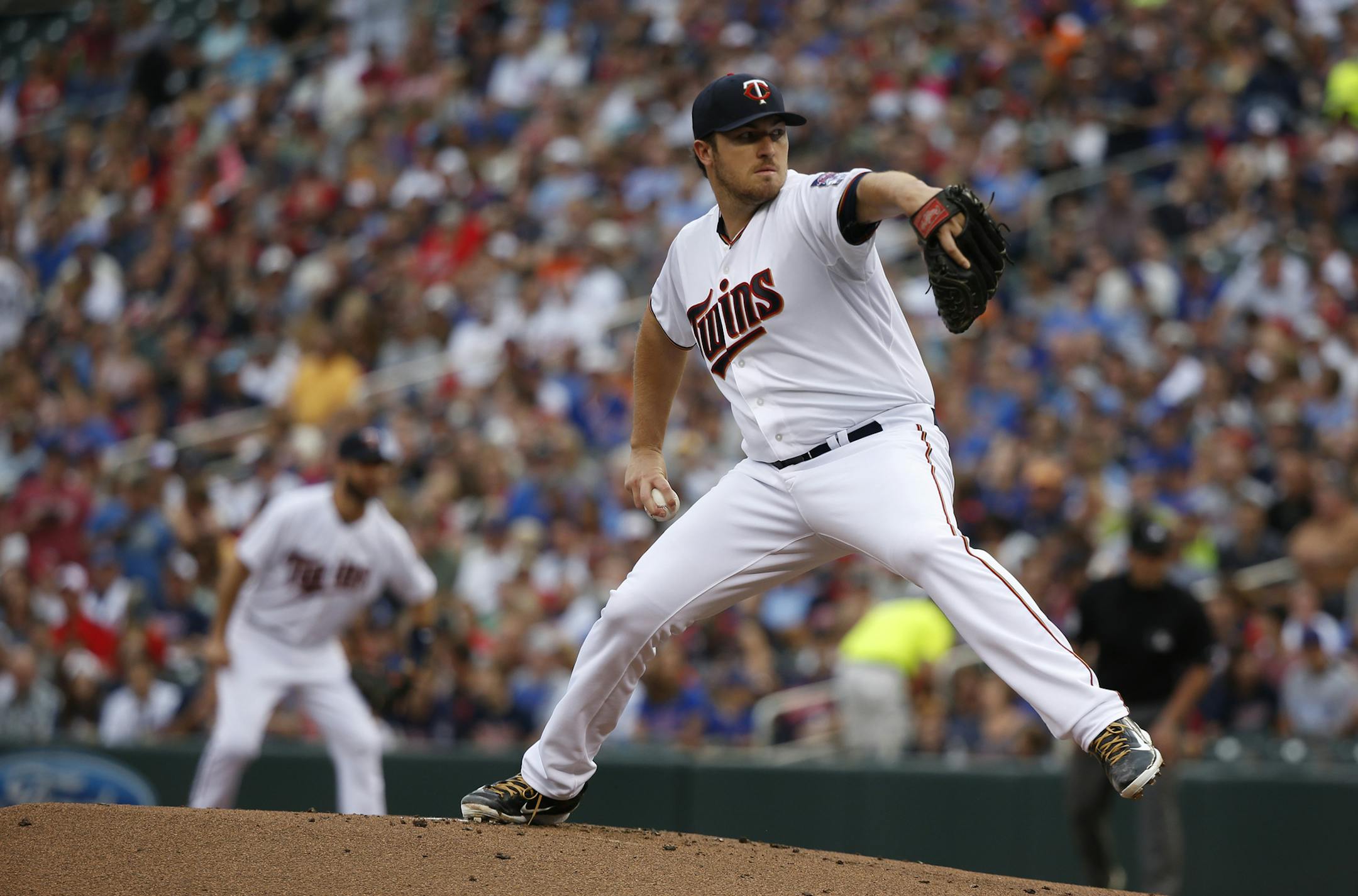 Phil Hughes gave up his 16th homer of the season, but that was the only run off him in eight innings.