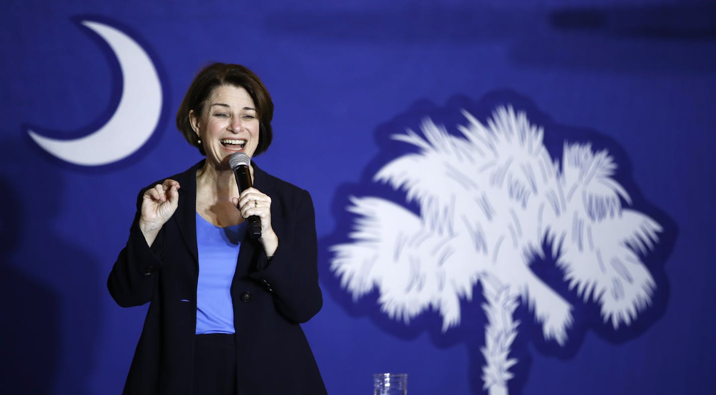 Democratic presidential candidate Sen. Amy Klobuchar, D-Minn., speaks during a campaign event, Wednesday, Feb. 26, 2020, in Charleston, S.C. (AP Photo/Matt Rourke)