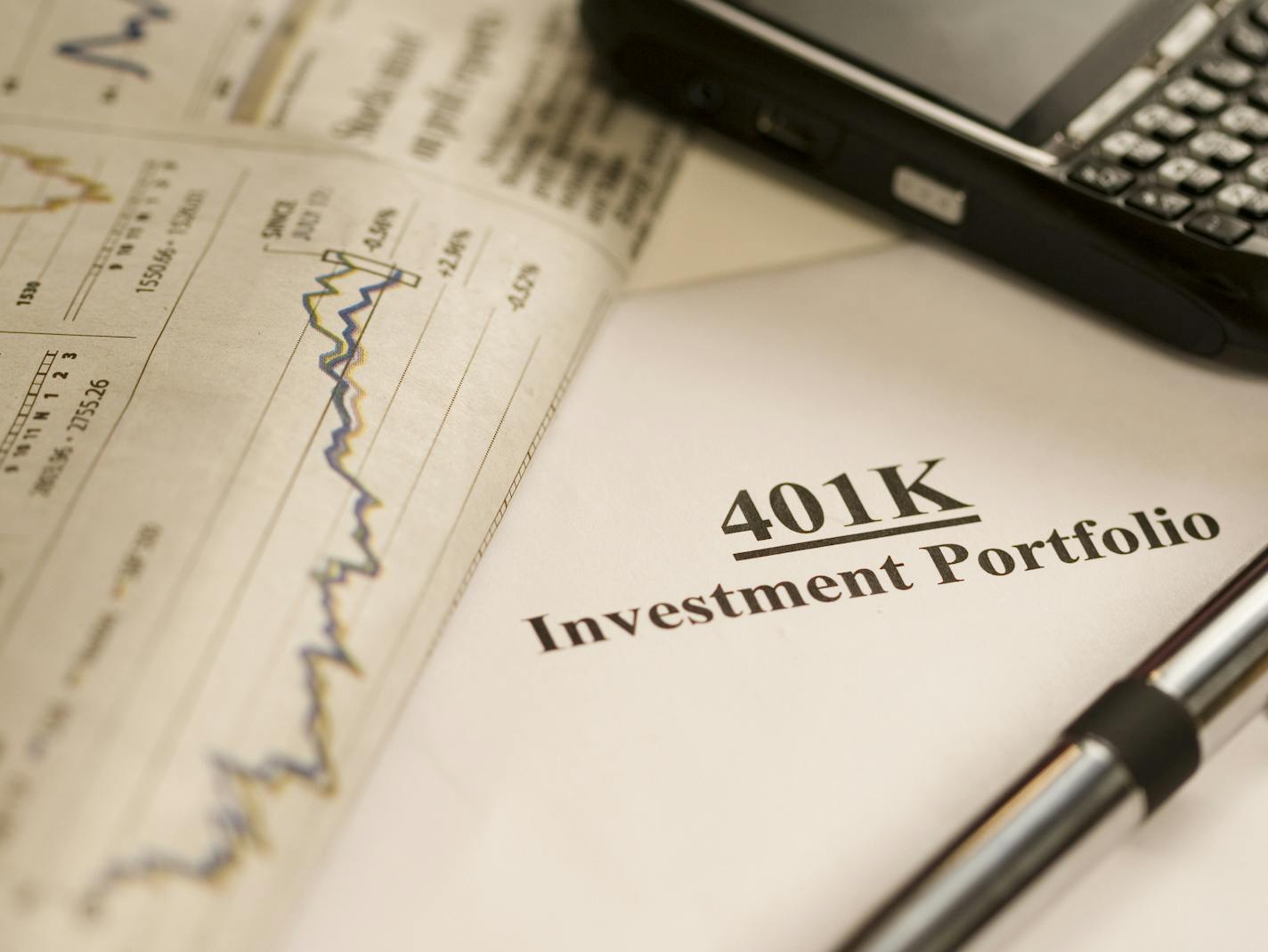 Macro of a 401k investment portfolioCheck out my other business and financial concept images...