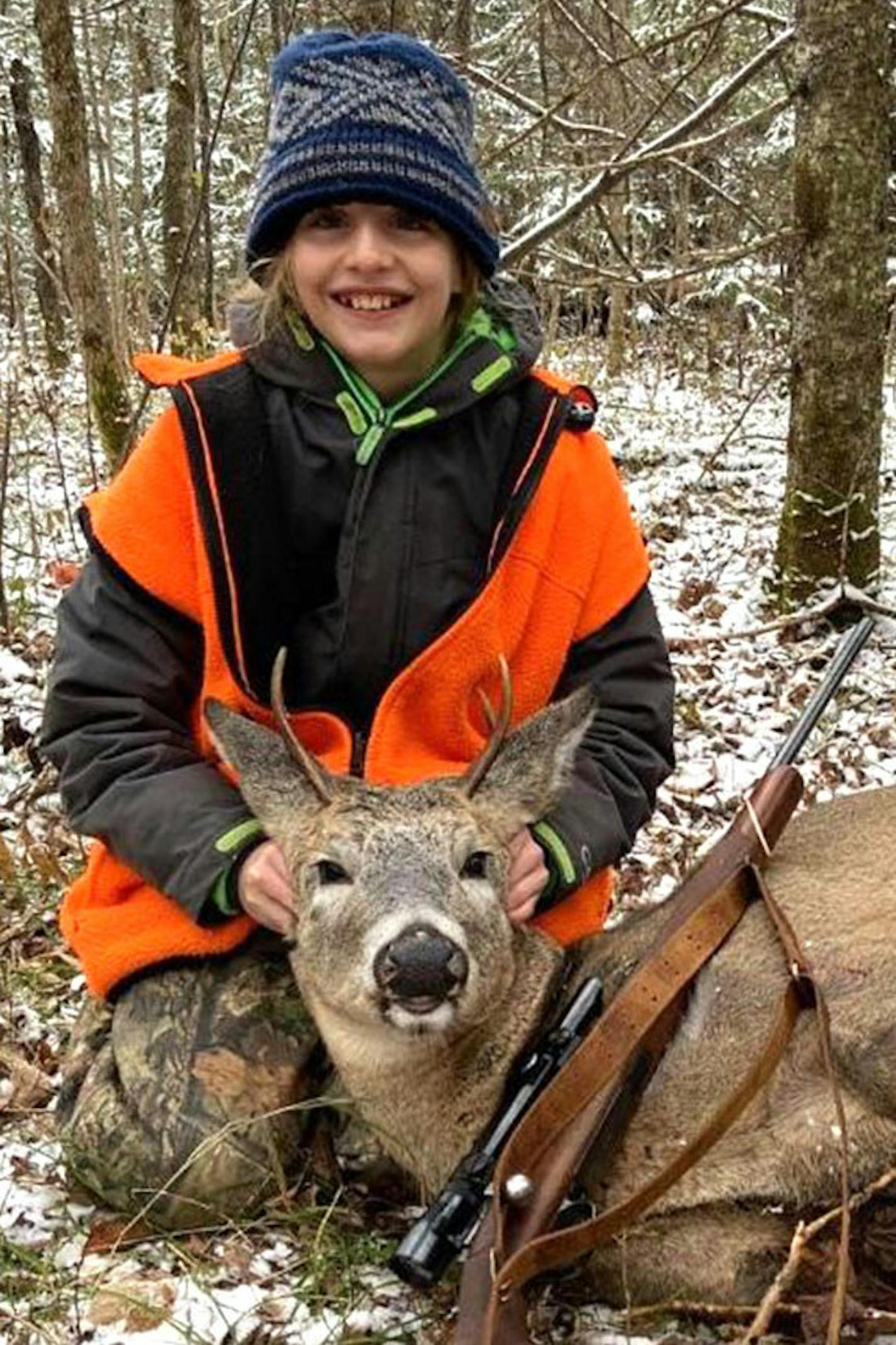 Equipped with an old Chilean Mauser military rifle "sportsterized'' by his grandfather, 12-year-old Owen Steiner shot his first deer, a forkhorn buck, while hunting 10 miles northeast of Duluth with his dad. It was opening weekend and they just returned to their blind after lunch when Owen spotted the deer. He let it approach to within 40 yards before shooting.