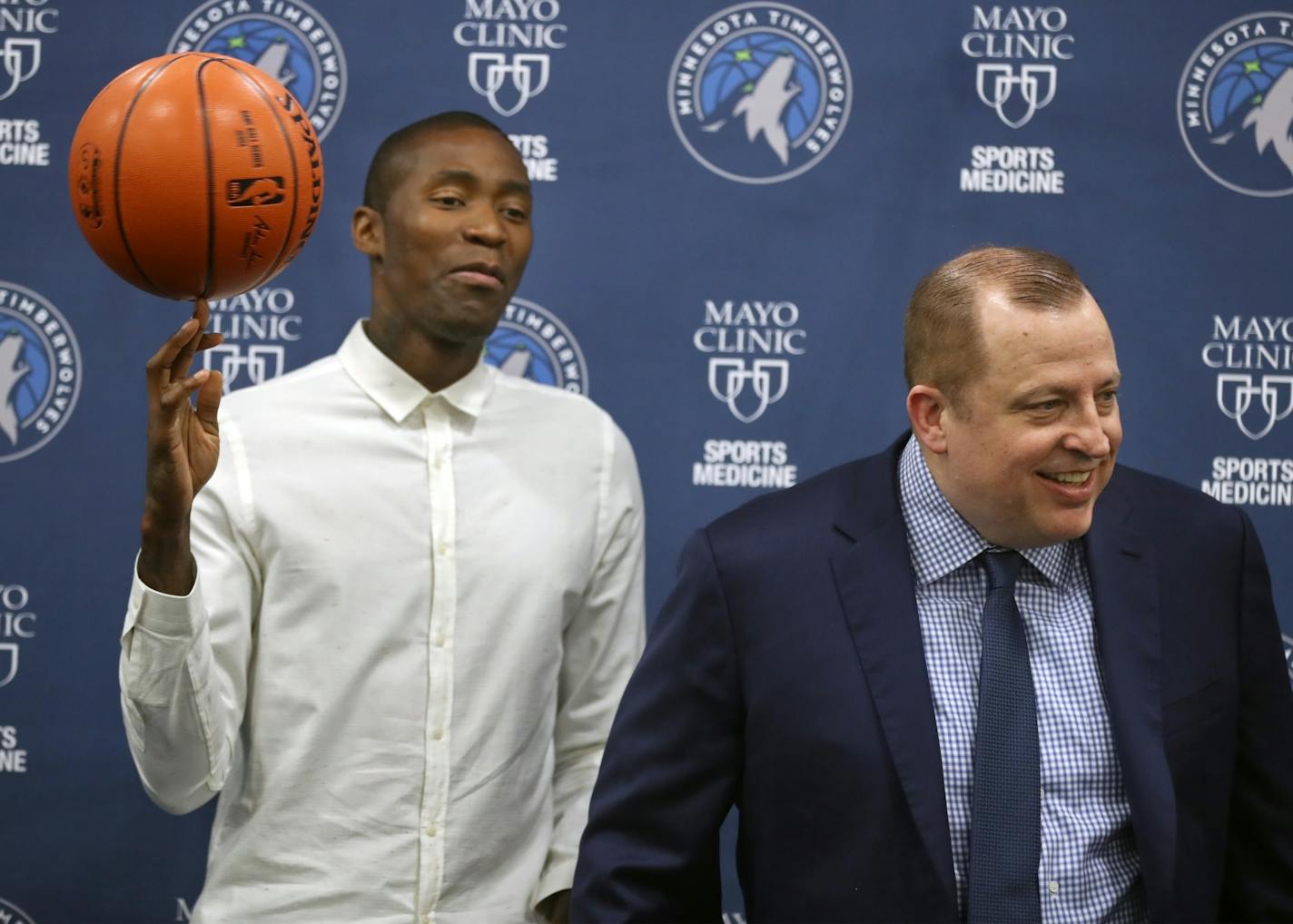 Free agent signee Jamal Crawford looked pleased to join Wolves President of Basketball Operations/Head Coach Tom Thibodeau in a roster built to contend.