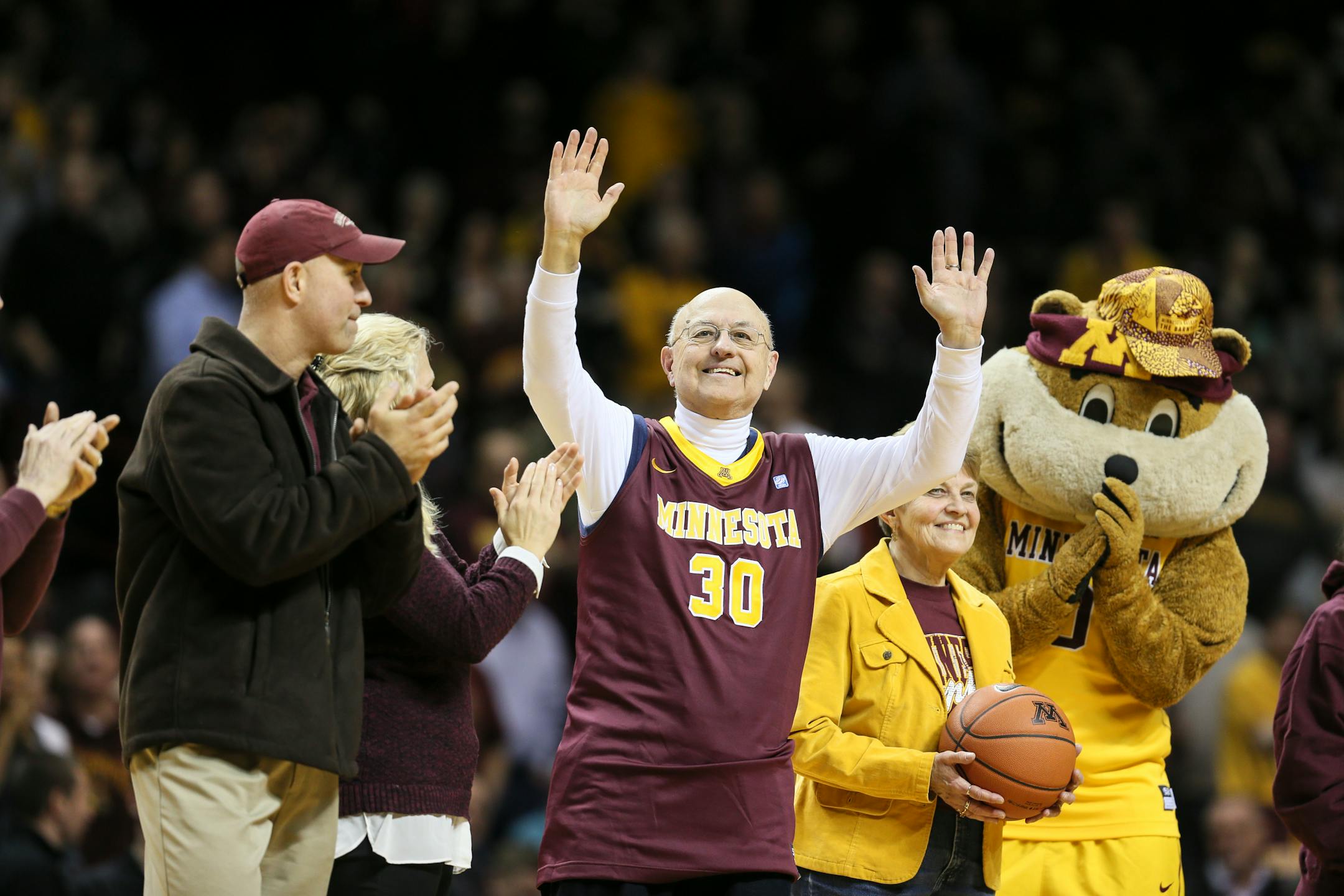 Longtime Gophers basketball announcer Dick Jonckowski was honored during the halftime. ] RENEE JONES SCHNEIDER � reneejones@startribune.com The Minnesota Gophers hosted the Maryland Terrapins at Williams Arena at the University of Minnesota on Thursday, February 18, 2016, in Minneapolis, Minn.