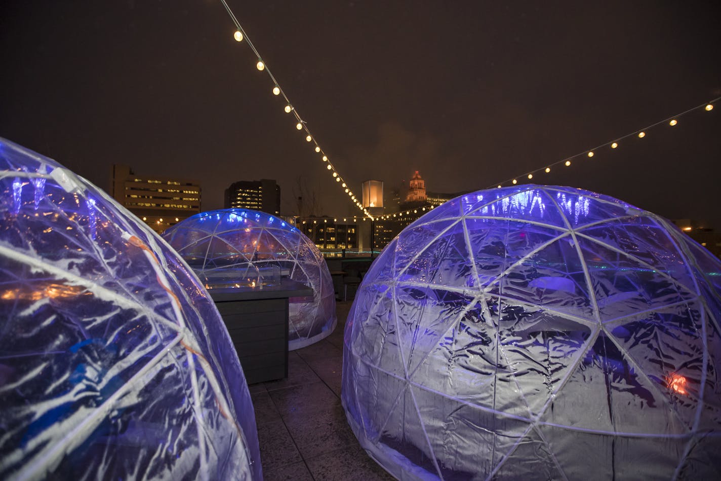 Igloos on the rooftop at La Vetta on Wednesday