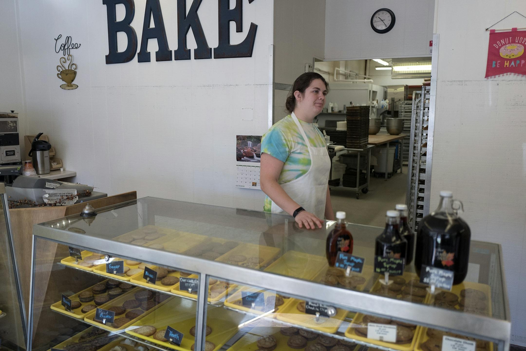 Rachel Svendsen 26, an assistant baker at the Barron Bakery talked about Denise Closs the mother 13-year-old Jayme Closs Wednesday October 17, 2018 in Barron, Wisconsin. Denise was a customer at the bakery, which is located in downtown Barron.