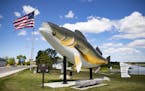 Willie Walleye, a large statue of the fish, stands at the eastern entrance to Baudette, Minn.