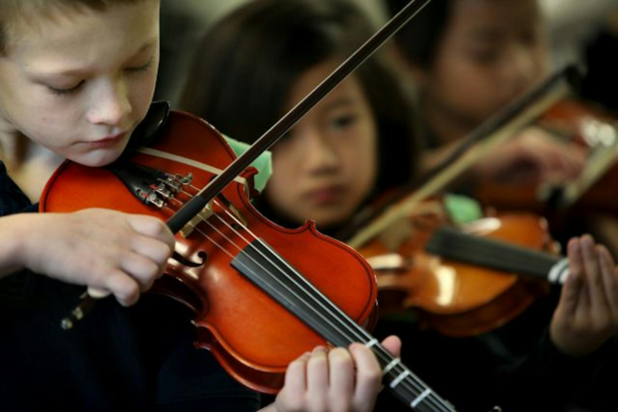 Isaiah Vatnsdal, 8, is in his second year of violin classes.