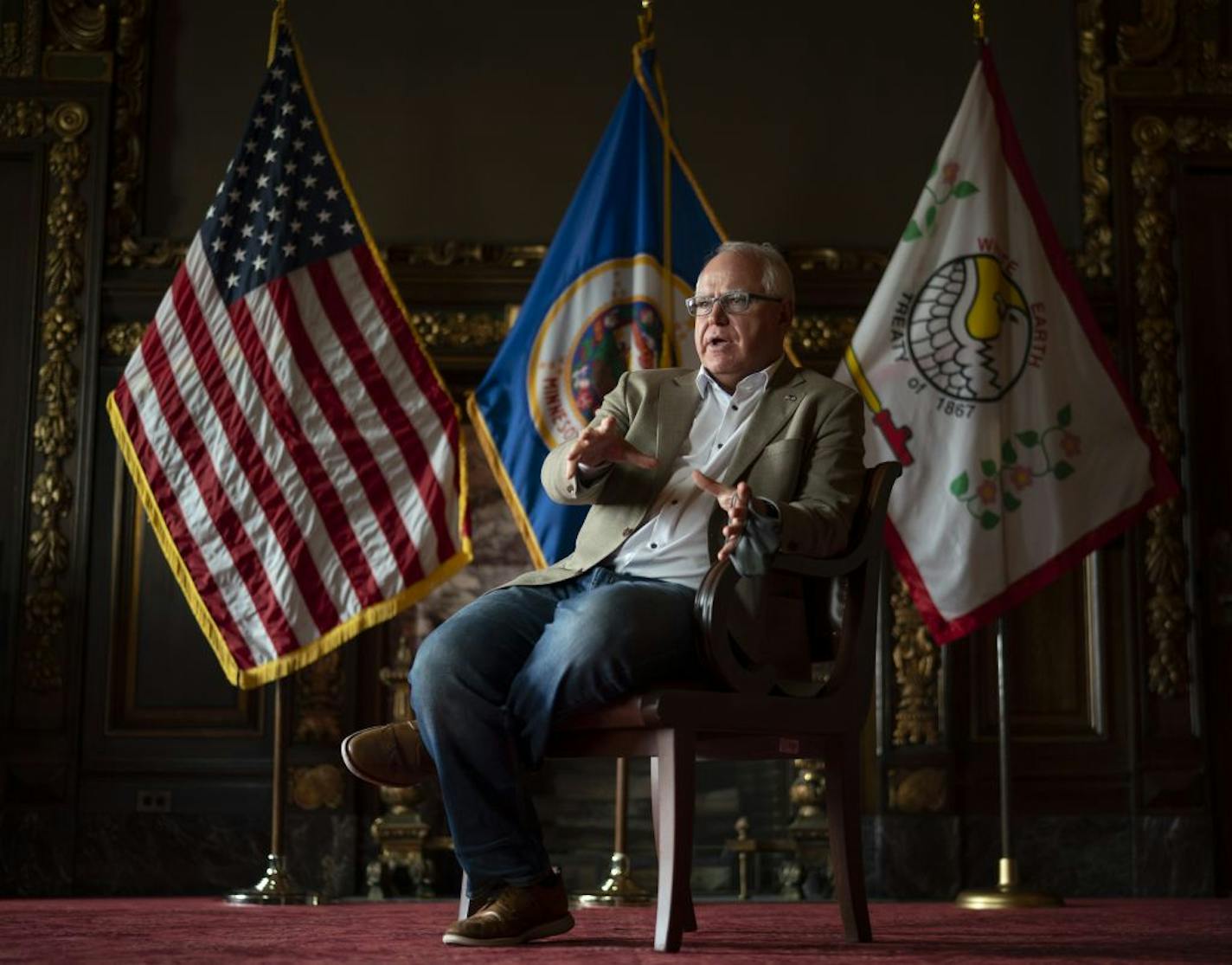 Minnesota Gov. Tim Walz during an interview in the Governor' Reception Room.