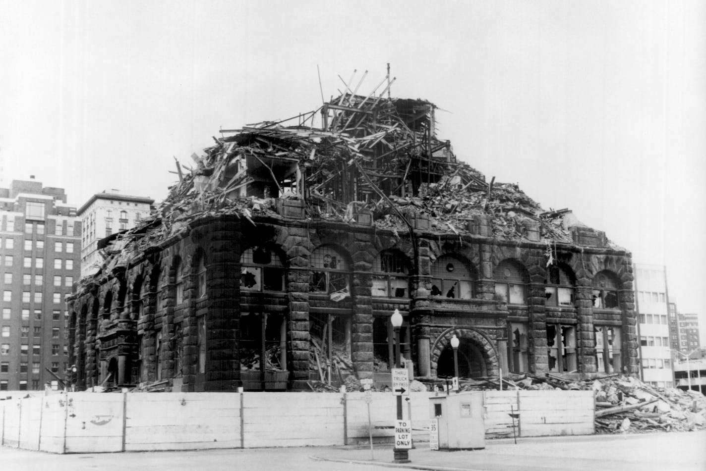 The demolition of the Metropolitan Building in downtown Minneapolis.