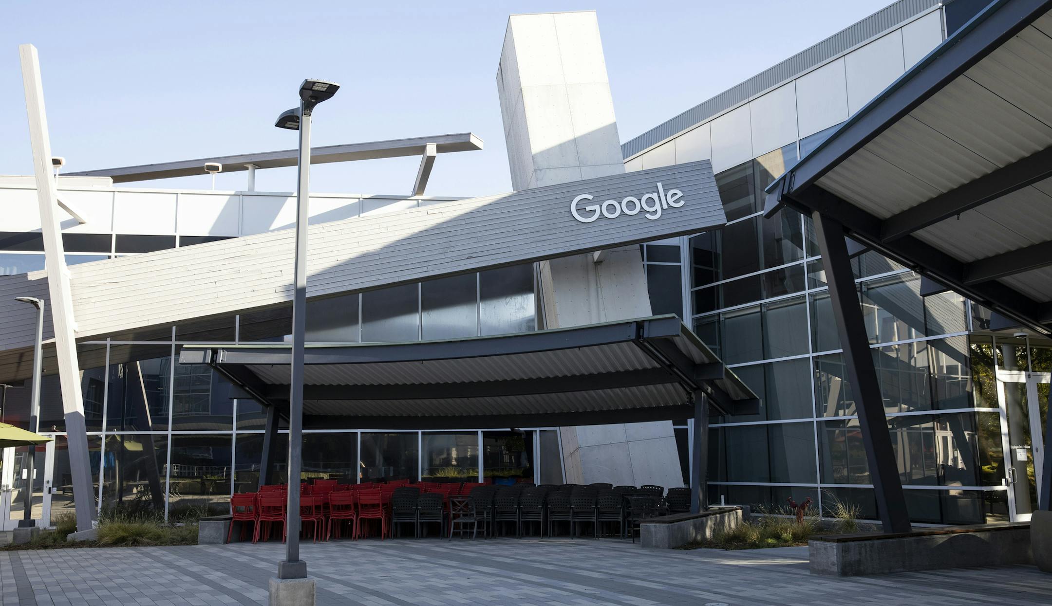 The headquarters of Google and its parent company Alphabet Inc., in Mountain View, Calif., on Tuesday, Oct. 20, 2020. The Justice Department sued Google on Tuesday, accusing the company of illegally abusing its dominance in internet search in ways that harm competitors and consumers. (Laura Morton/The New York Times)