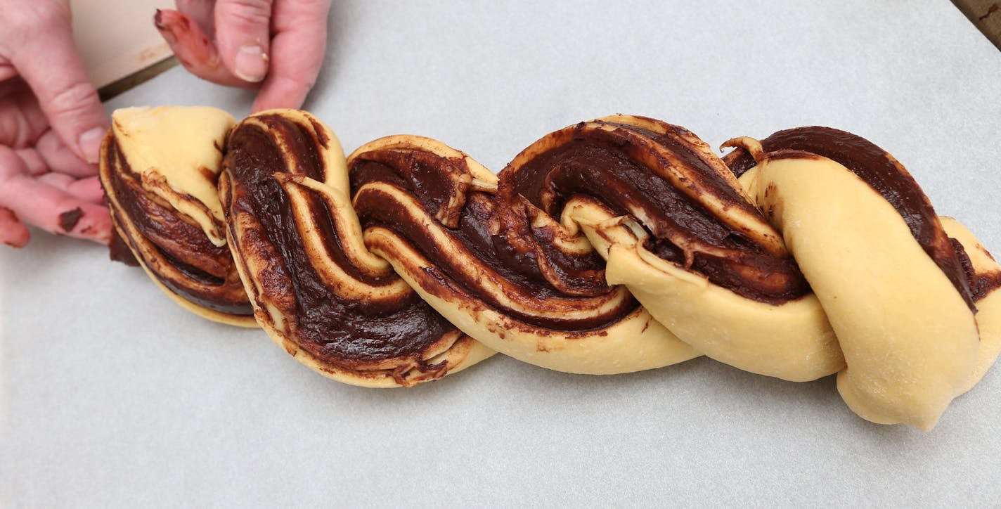 Baking Central makes chocolate babka - a brioche type dough swirled with dark chocolate.] Photographed 3/4/14. Bruce Bisping/Star Tribune bbisping@startribune.com