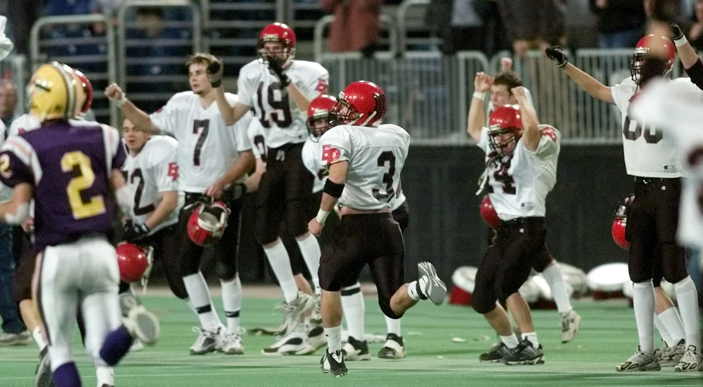 GENERAL INFORMATION: Minneapolis Mn, Friday 11/24/00 Eden Prairie vs Cretin Derham Hall class AAAAA Championship Prep Bowl.