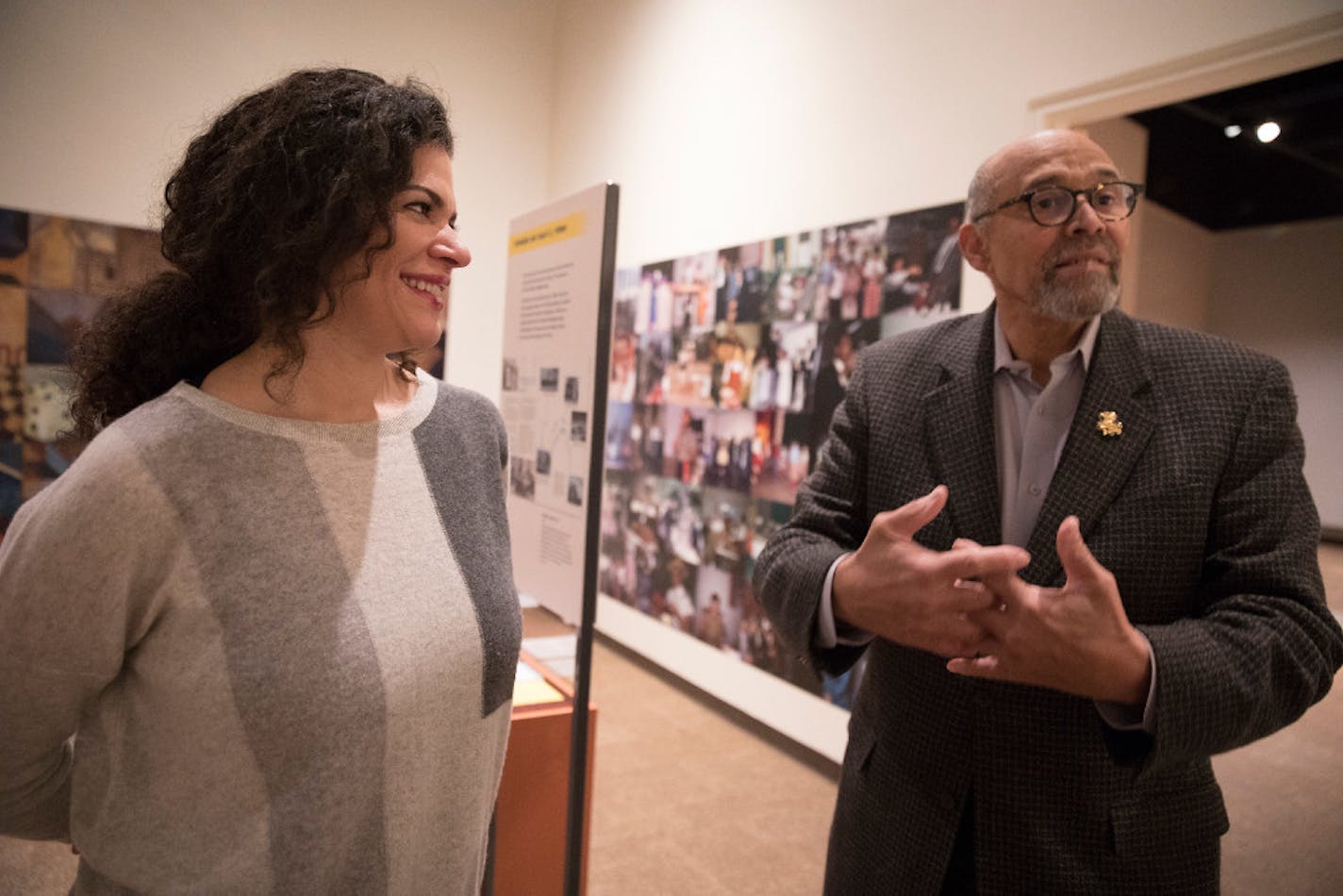 Penumbra founder Lou Bellamy and his daughter Sarah Bellamy toured the "Penumbra Theatre at 40" exhibit at the Minnesota History Center.