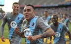 Minnesota United midfielder Miguel Ibarra (10) celebrated his second half goal against the Rapids Sunday afternoon.