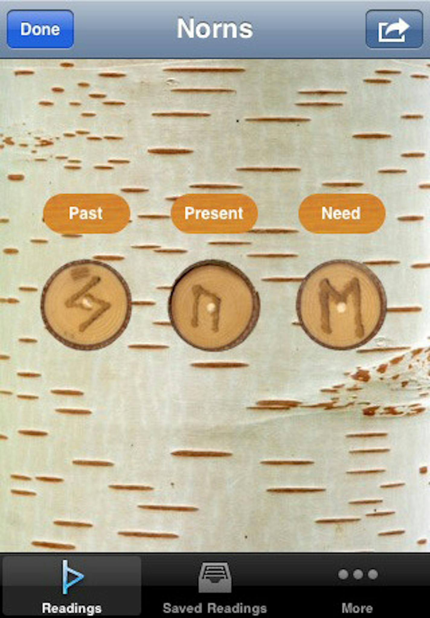 David DeYoung created a rune reading application for Kari Tauring's book "The Runes: A Human Journey."