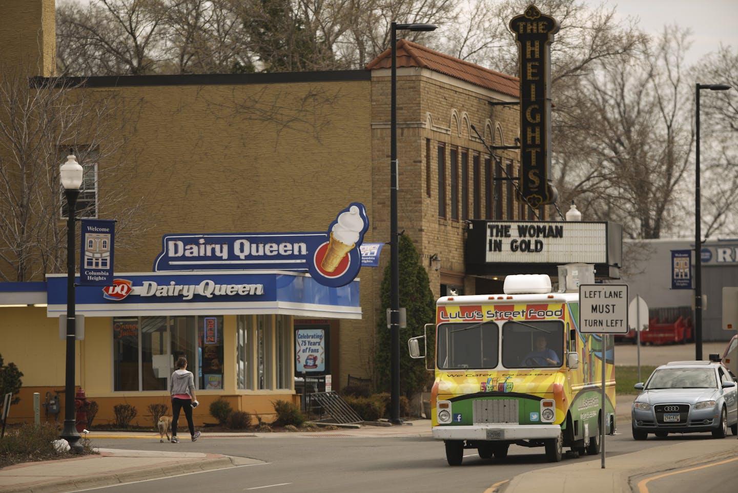 A vintage Dairy Queen and the historic Heights Theater in Columbia Heights Thursday afternoon. ] JEFF WHEELER &#x2022; jeff.wheeler@startribune.com The dogtail of Anoka County: Columbia Heights and Hilltop, The vintage Heights Theater and Dairy Queen are on Central Ave. at Gould Ave. NE in Columbia Heights. Photographed Thursday afternoon, April 16, 2015.