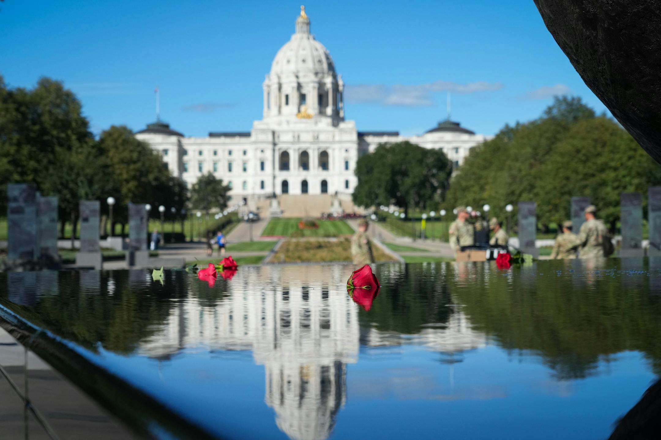 The Minnesota Medial of Honor Memorial, built around the existing "Promise of Youth" sculpture, was unveiled during a dedication Thursday on the State Capitol grounds in St. Paul.