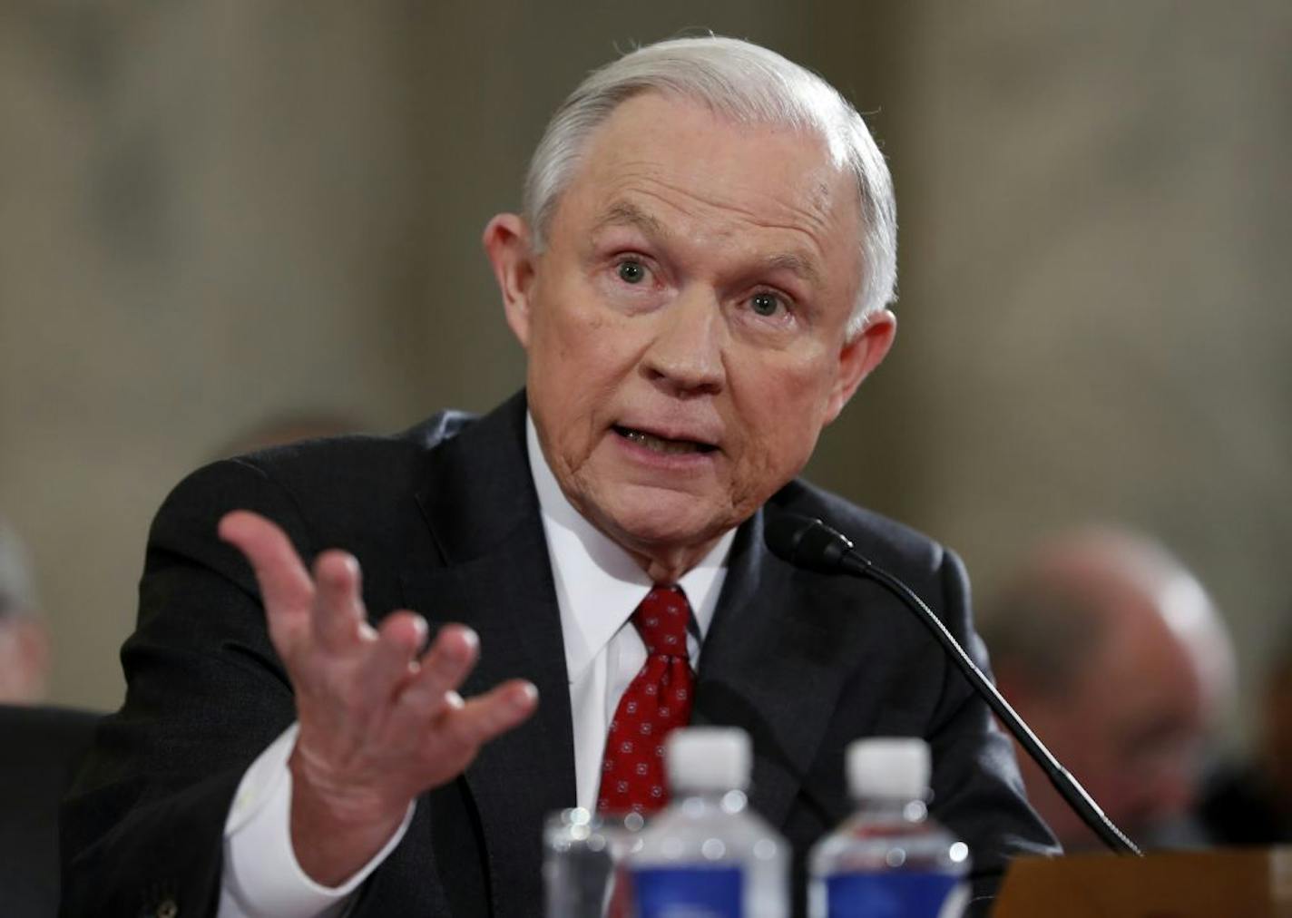 In this Jan. 10, 2017, file photo, then-Attorney General-designate, Sen. Jeff Sessions, R-Ala., testifies on Capitol Hill in Washington at his confirmation hearing before the Senate Judiciary Committee.