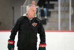 The Wild's interim coach Dean Evason lead practice at Tria Rink in St. Paul
