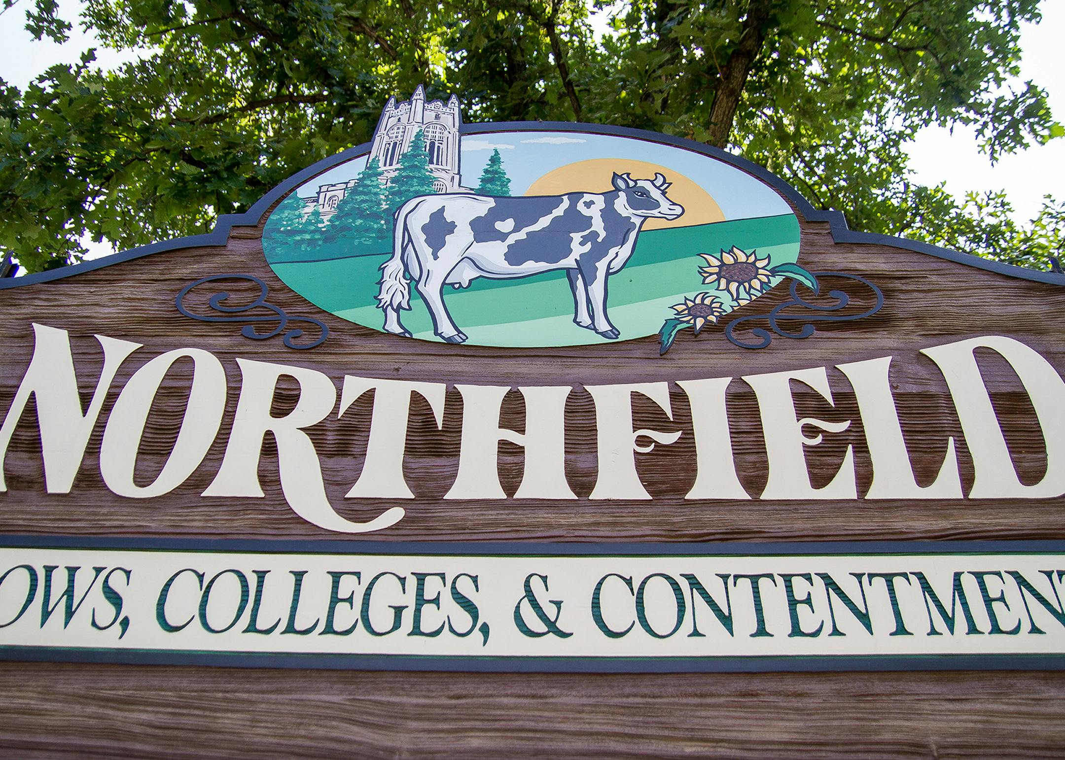 Northfield, Minn. July 2014 Welcome sign coming into town on Hwy. 3