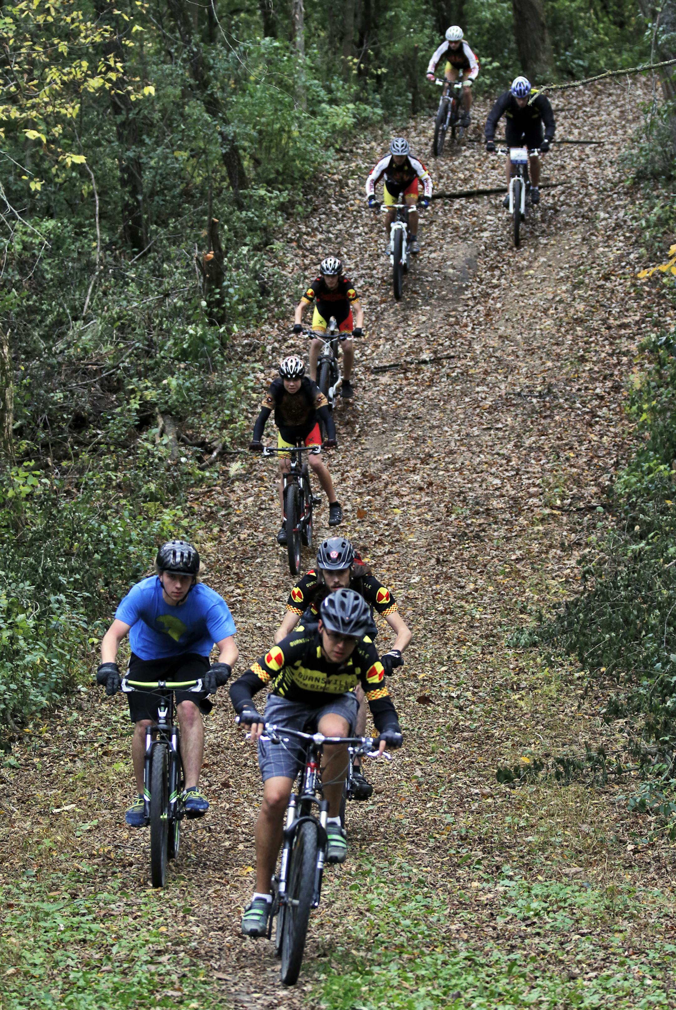 Lakeville/Burnsville bike racing team worked out at Terrace Oaks East park in Burnsville. . (MARLIN LEVISON/STARTRIBUNE(mlevison@startribune.com)