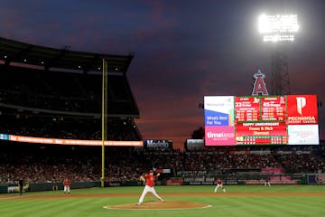 Los Angeles Angels starting pitcher Tyler Skaggs throws to the Oakland Athletics during a baseball game Saturday, June 29, 2019, in Anaheim, Calif. (A