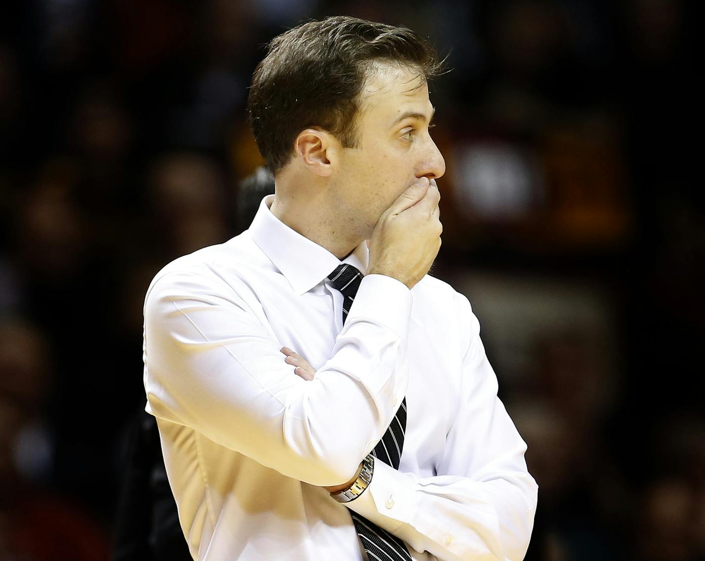 Minnesota head coach Richard Pitino during overtime. Ohio State beat Minnesota by a final score of 74-72. ] CARLOS GONZALEZ cgonzalez@startribune.com, January 6, 2015, Minneapolis, Minn., Williams Arena, NCAA Basketball, University of Minnesota Gophers vs. Ohio State Buckeyes