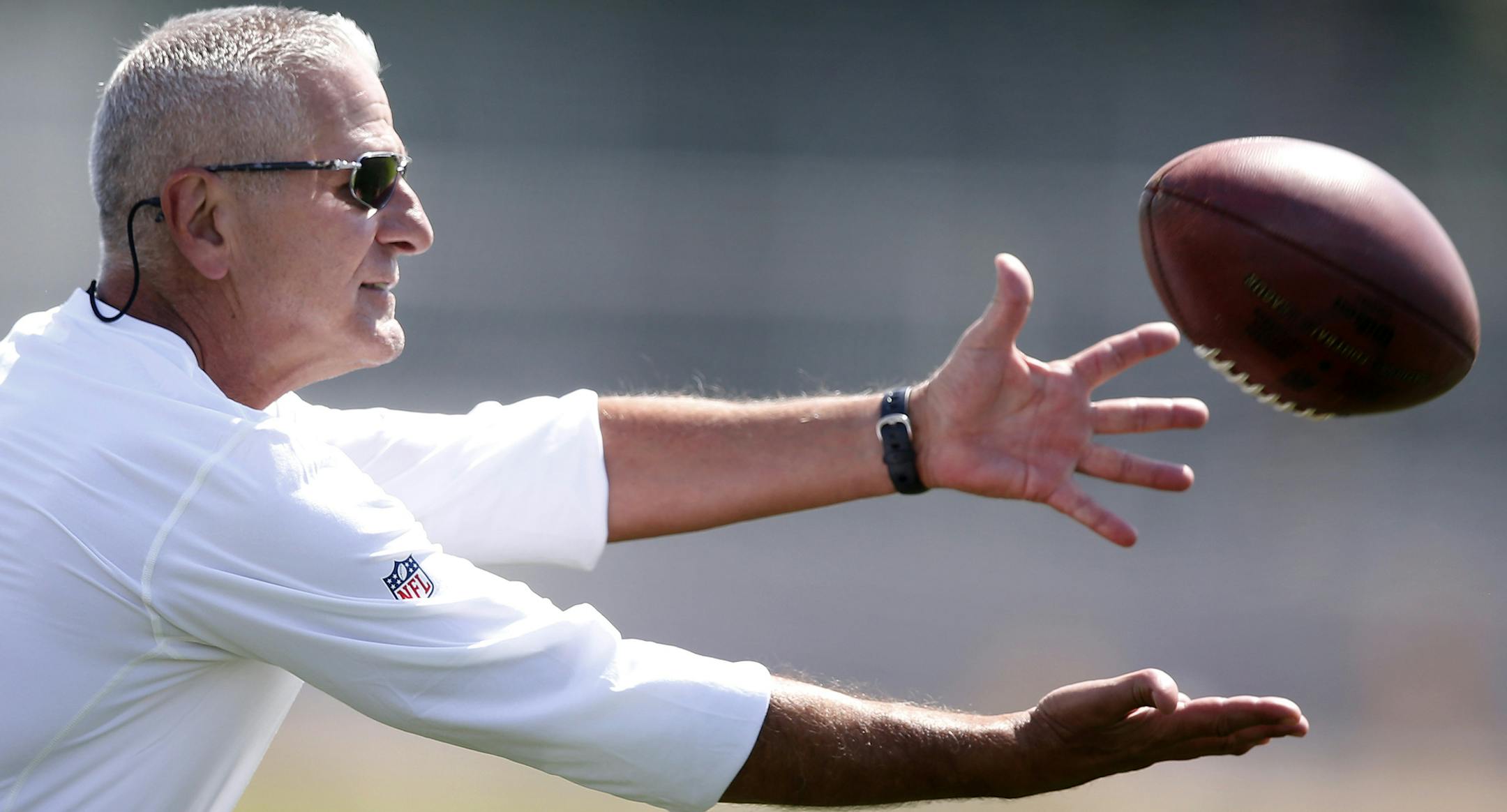 Minnesota Vikings special teams consultant Joe Marciano during practice on Wednesday. ] CARLOS GONZALEZ cgonzalez@startribune.com - August 13, 2014 , Mankato, Minn., Minnesota State University, Mankato, Minnesota Vikings Training Camp, NFL,
