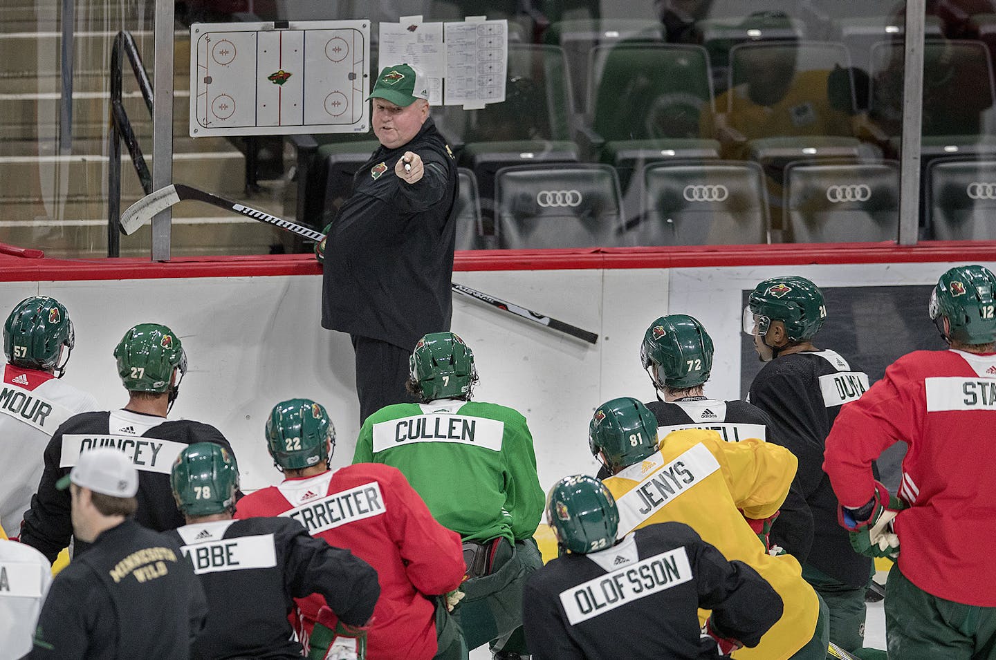 Minnesota Wild Head Coach Bruce Boudreau took to the ice for the first day of practice at the Xcel Energy Center, Friday, September 15, 2017 in St. Paul, MN. ] ELIZABETH FLORES &#xef; liz.flores@startribune.com