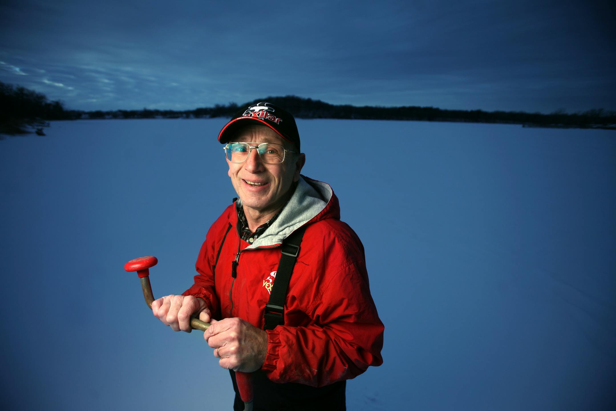 Steve Baumann, owner of Vexilar, the industry leader in ice-fishing electronics, stood on Bush Lake near his office in Bloomington.