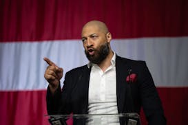 Royce White speaks at the state GOP convention where he won the party’s endorsement with 67 percent.   Saturday, May 18, 2024  St. Paul, Minn.   ] G