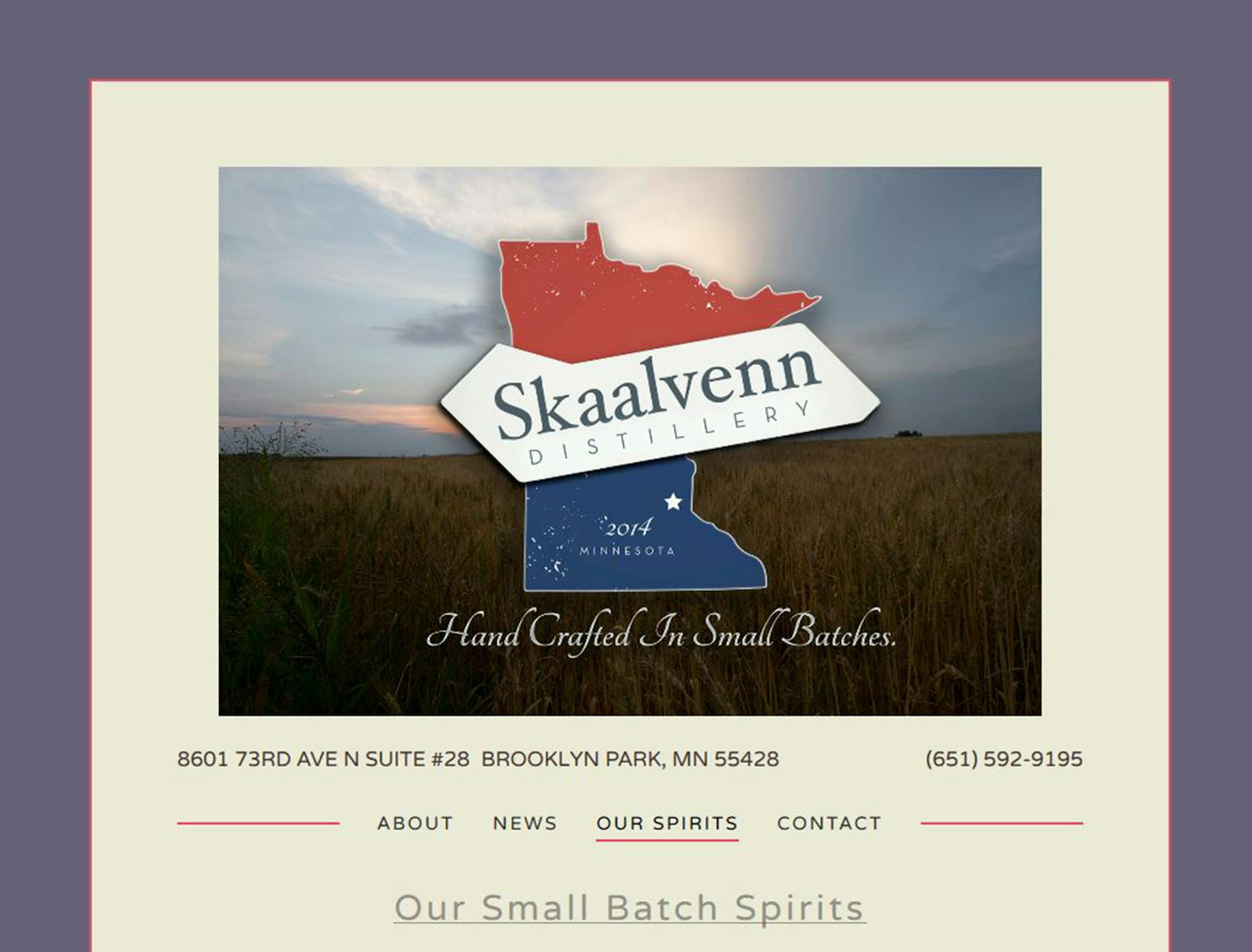 screen grab of website, skaalven.com