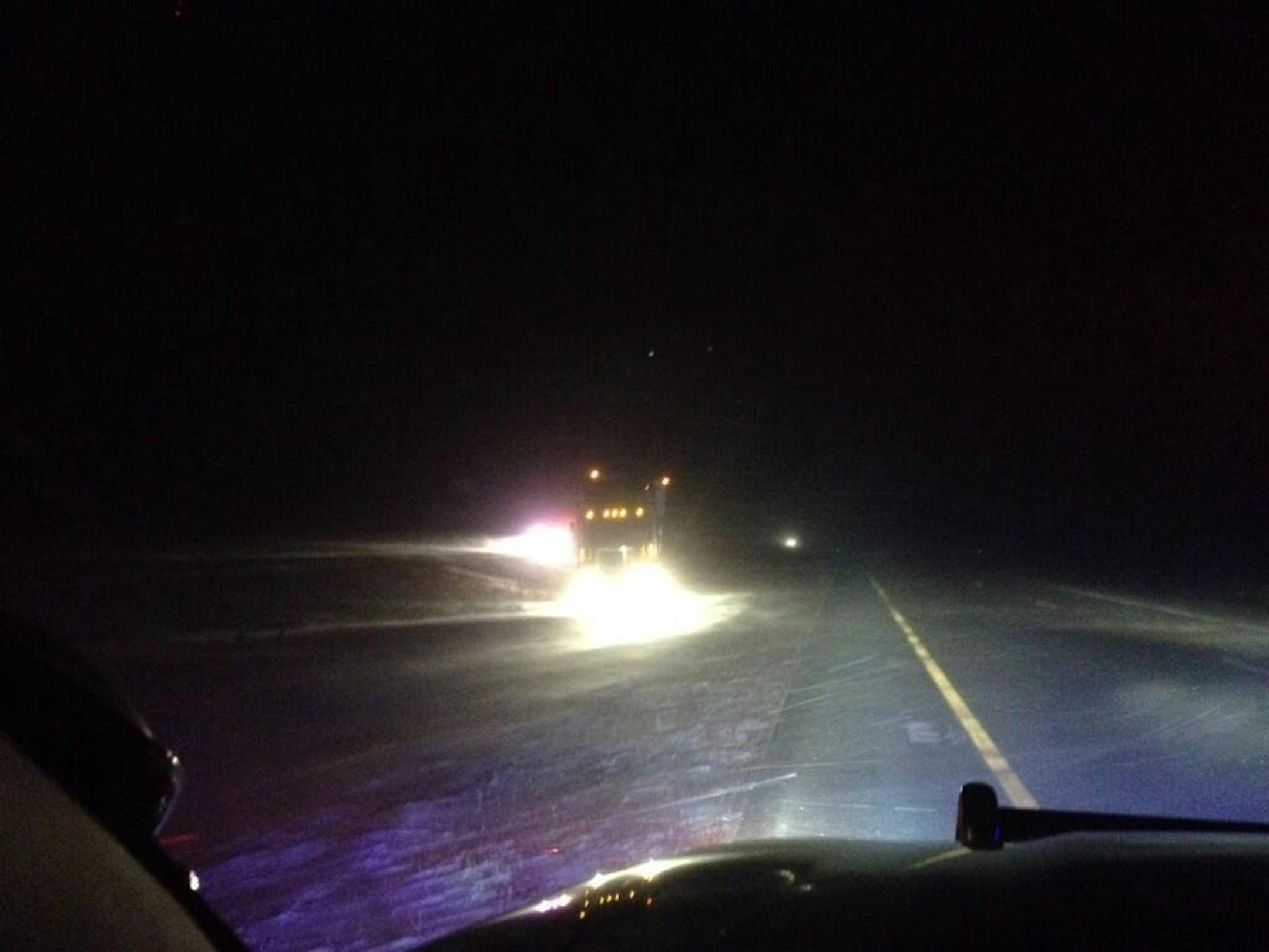 State Patrol Sgt. Jesse Grabow tweeted this picture of a semi-truck stuck in the median of I-94 near Moorhead early Thursday.