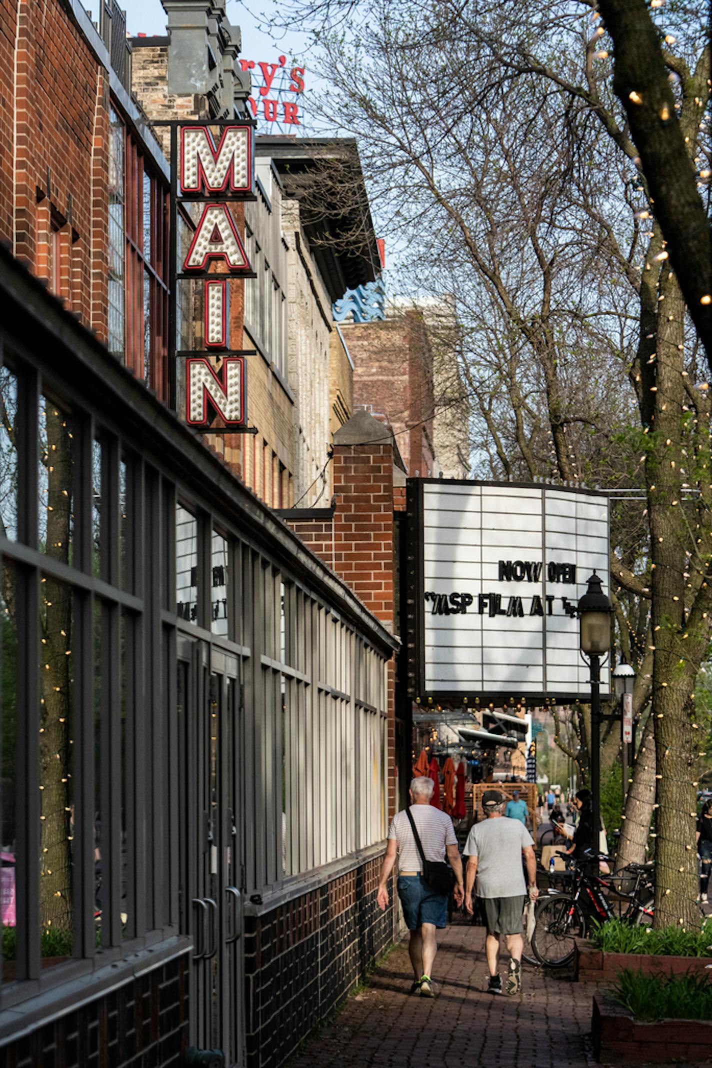 Movie goers arrive for the MSP International Film Festival in Minneapolis, Minn., on Thursday, May 12, 2022. The former St Anthony Main theaters are now MSP on Main, operated by Minneapolis St. Paul Film Society. RICHARD TSONG-TAATARII • richard.tsong-taatarii@startribune.com