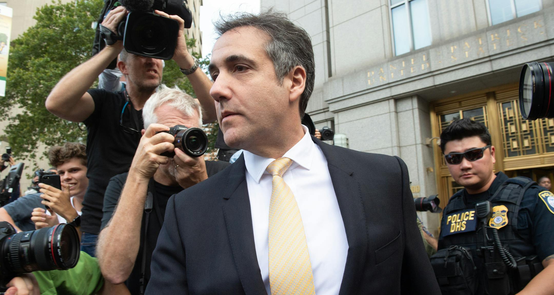 President Donald Trump's longtime personal lawyer, Michael Cohen, leaves New York Federal Court after making a plea deal on Tuesday, Aug. 21, 2018. Cohen pleaded guilty to eight criminal counts, including tax fraud, false statements to a bank and campaign finance violations. (Bryan Smith/Zuma Press/TNS) ORG XMIT: 1238678