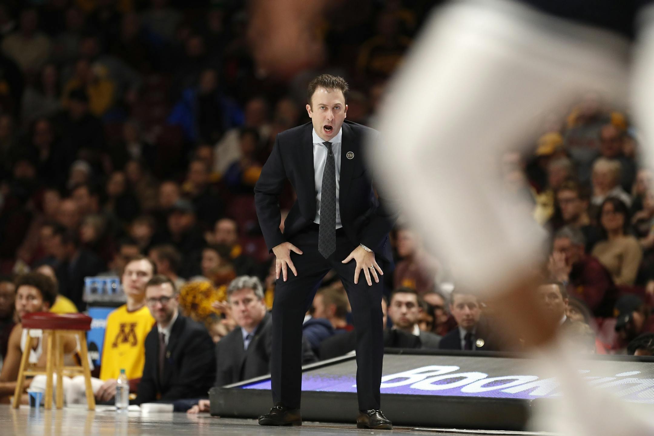 Minnesota head coach Richard Pitino yells during the second half.