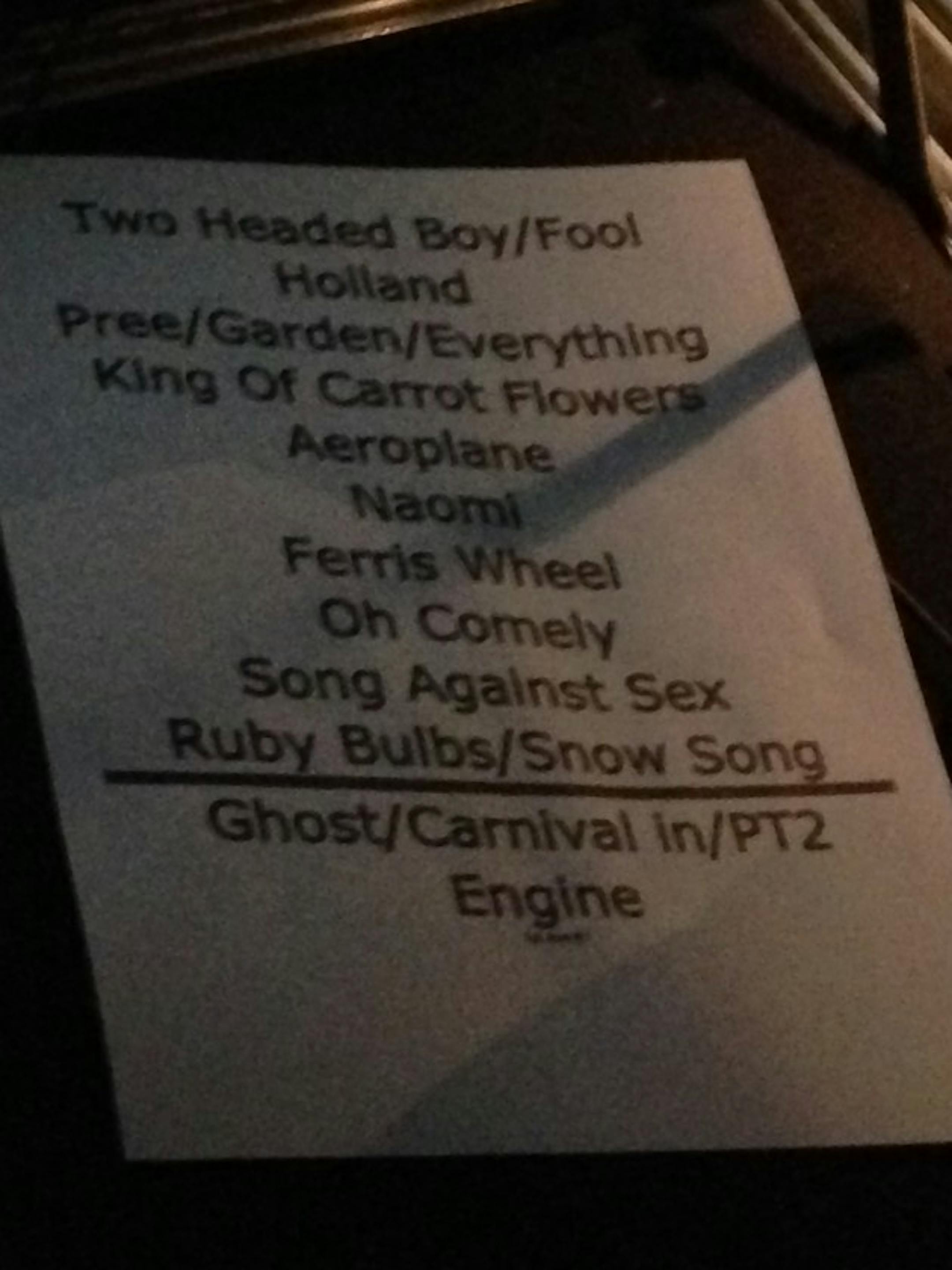 The nearest thing to a photo from Monday's concert.