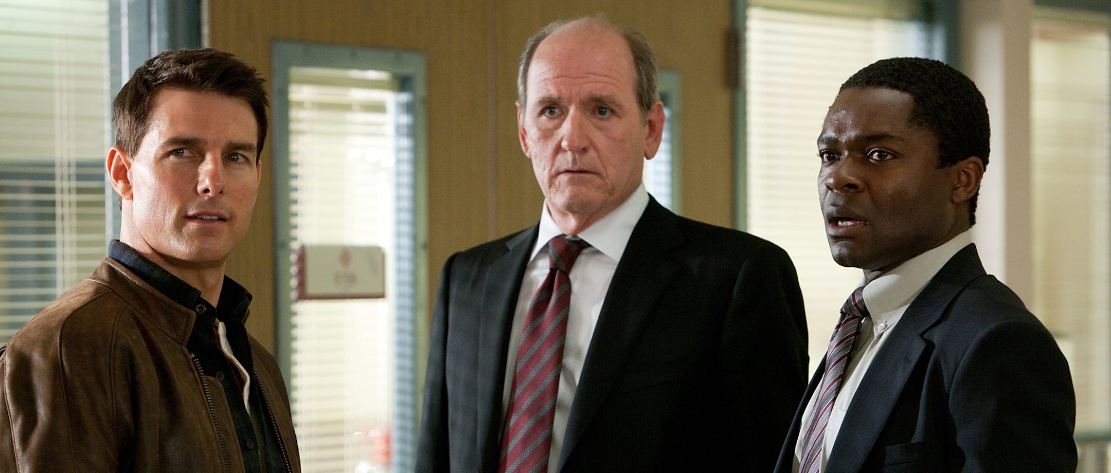 (Left to right) Tom Cruise is Reacher, Richard Jenkins is Rodin and David Oyelowo is Emerson in JACK REACHER, from Paramount Pictures and Skydance Productions.