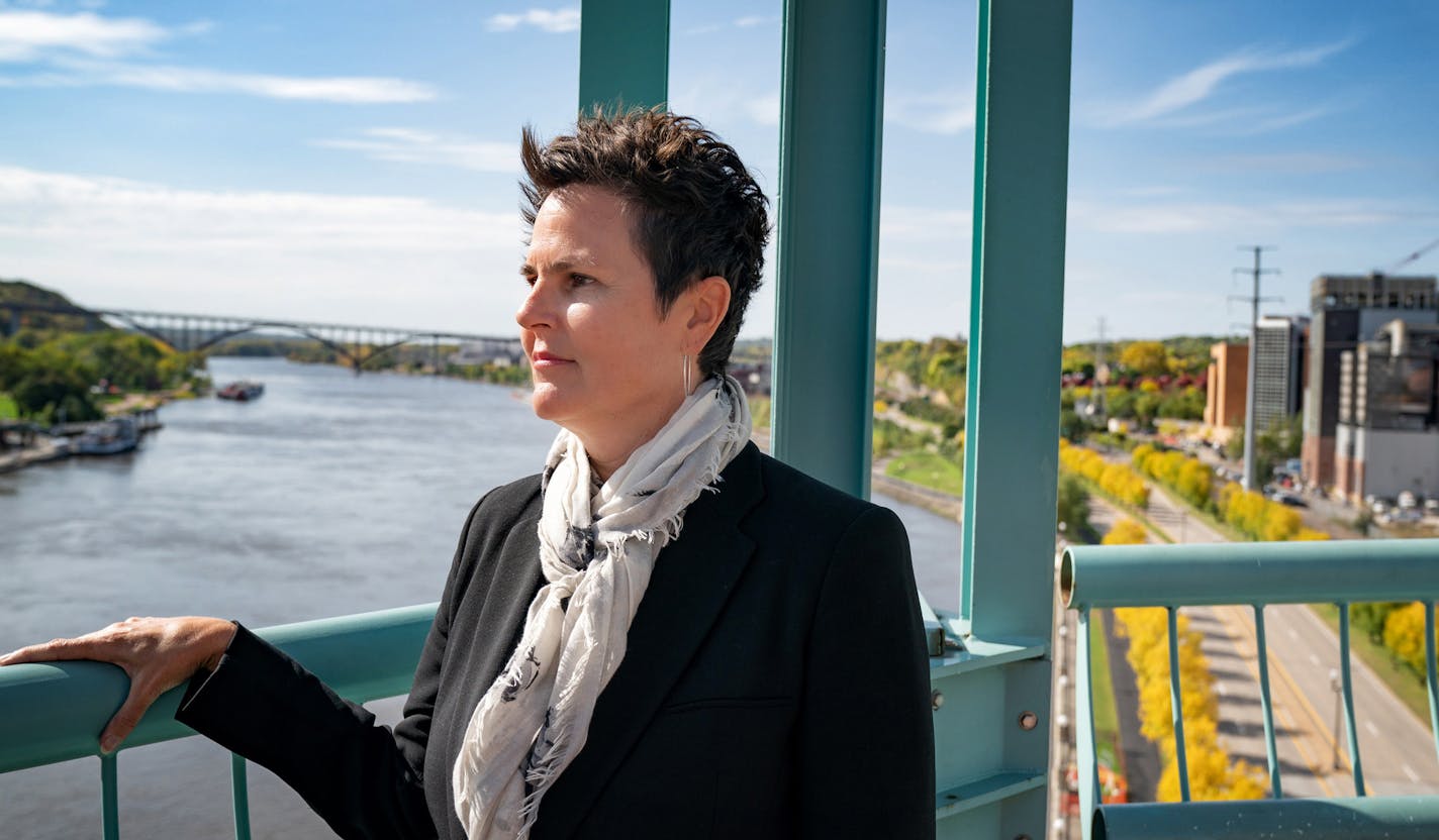 Great River Passage Conservancy nonprofit director Mary deLaittre at the St. Paul, Minnesota, Riverfront. ] GLEN STUBBE &#x2022; glen.stubbe@startribune.com Wednesday, October 9, 2019