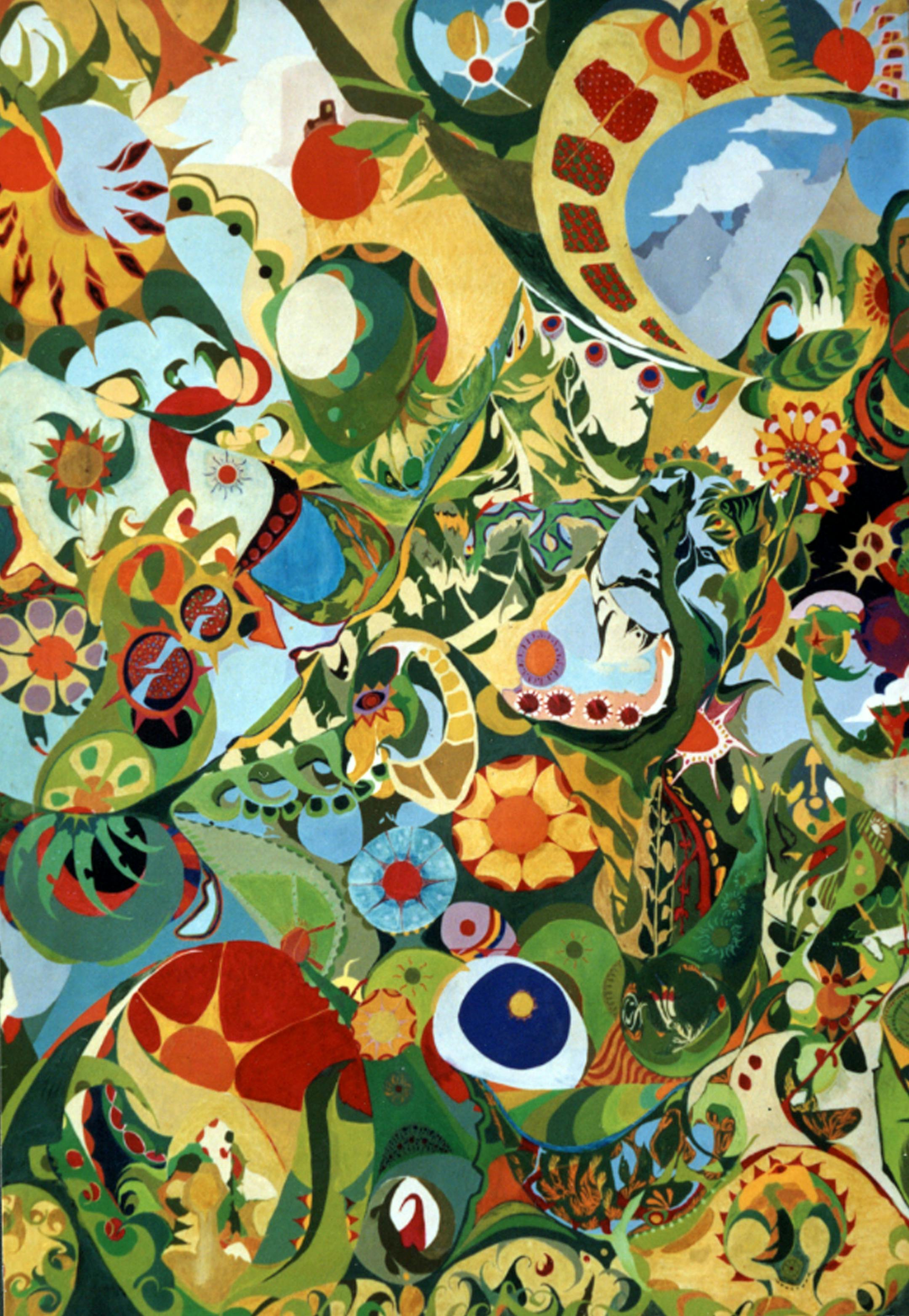 Hello Dali by Isaac Abrams 1965 Oil on canvas 60" x 84" Courtesy the artist Hippie Modernism: The Struggle for Utopia at the Walker Art Center Fall Arts Preview 2015