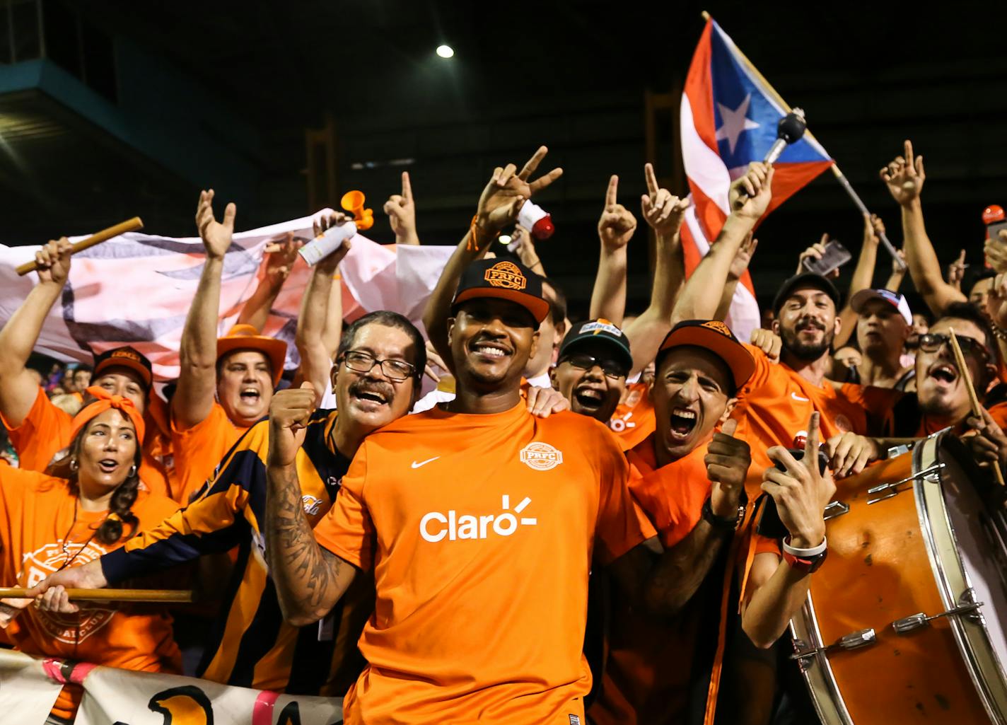 Carmelo Anthony with Puerto Rico FC fans. Photo courtesy Puerto Rico FC.