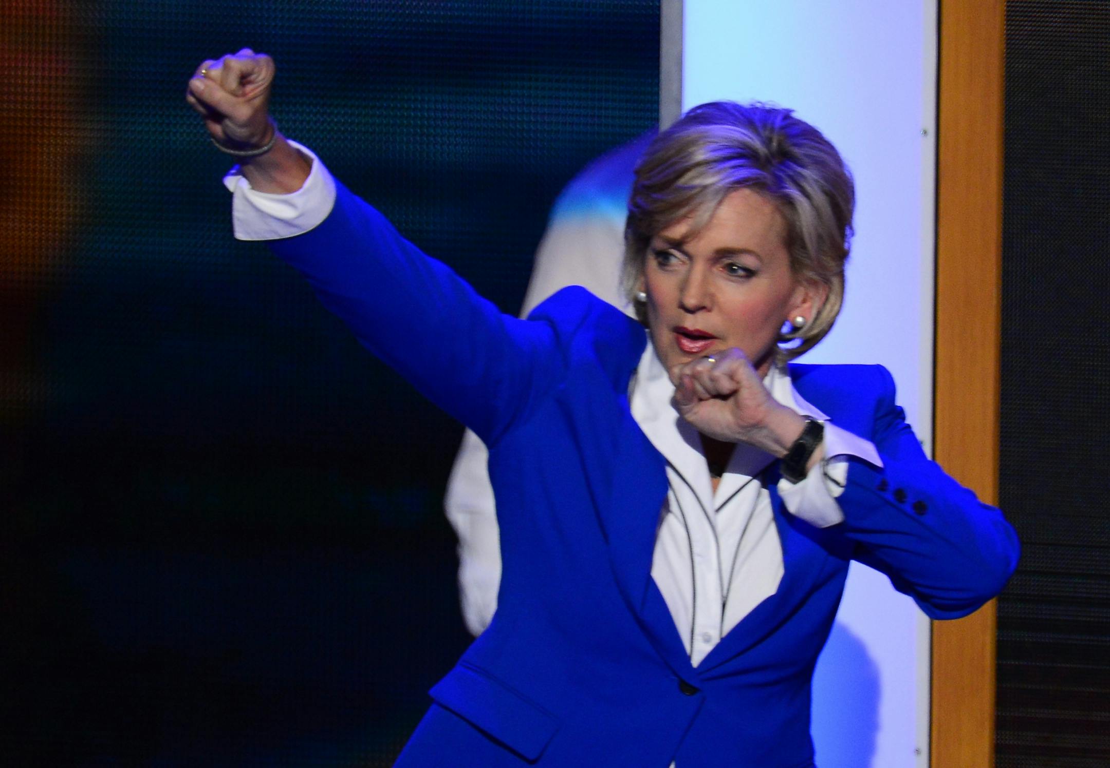 Former Michigan Governor Jennifer Granholm speaks to the delegates at the 2012 Democratic National Convention in Times Warner Cable Arena Thursday, September 6, 2012 in Charlotte, North Carolina.
