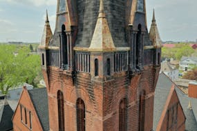 Calvary Baptist Church is celebrating its 140th anniversary and fundraising to restore its steeple.