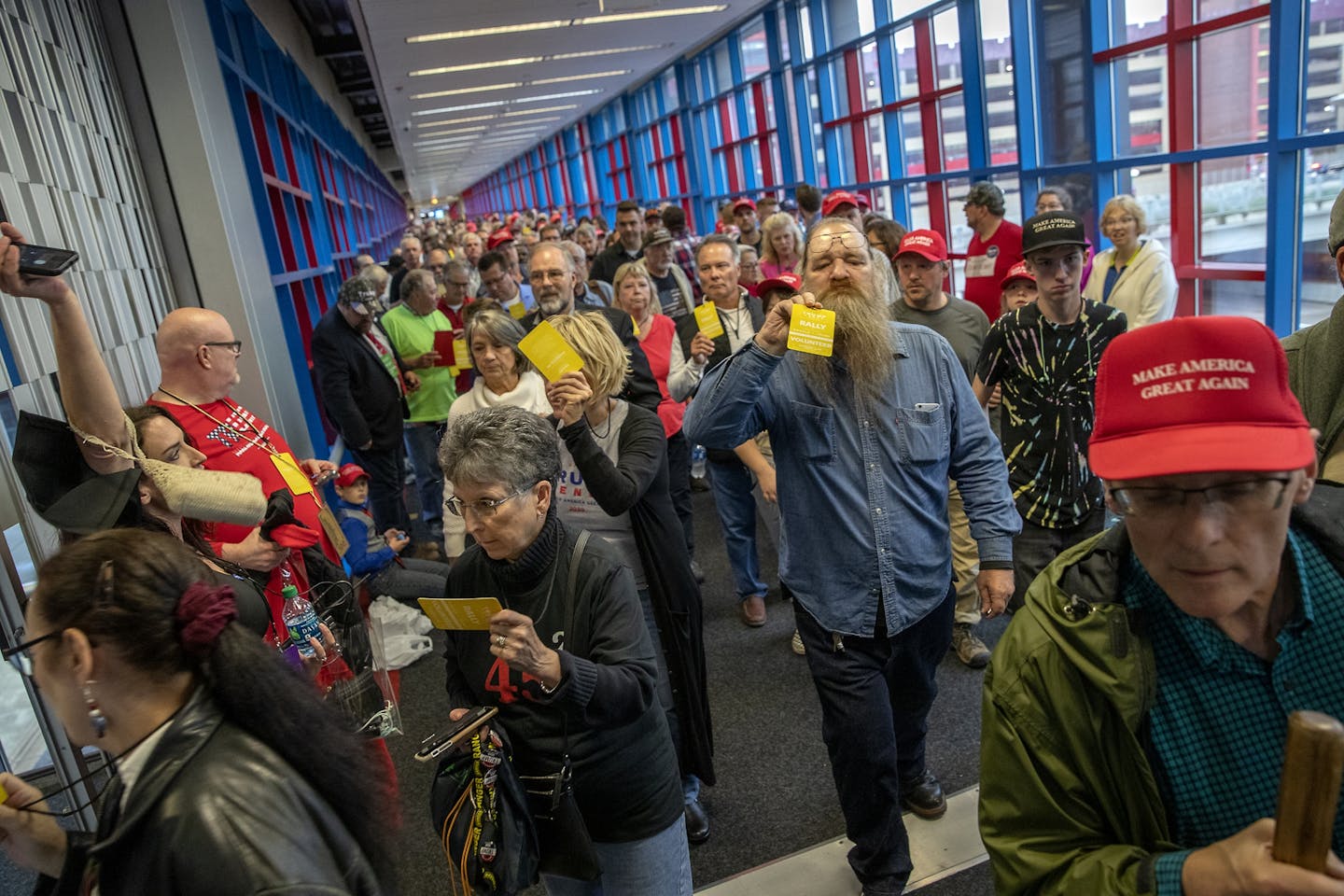 Trump volunteers were allowed into Target Center in preparation for President Trump's rally Thursday in Minneapolis. Doors are expected to open for ticketholders at 4 p.m.