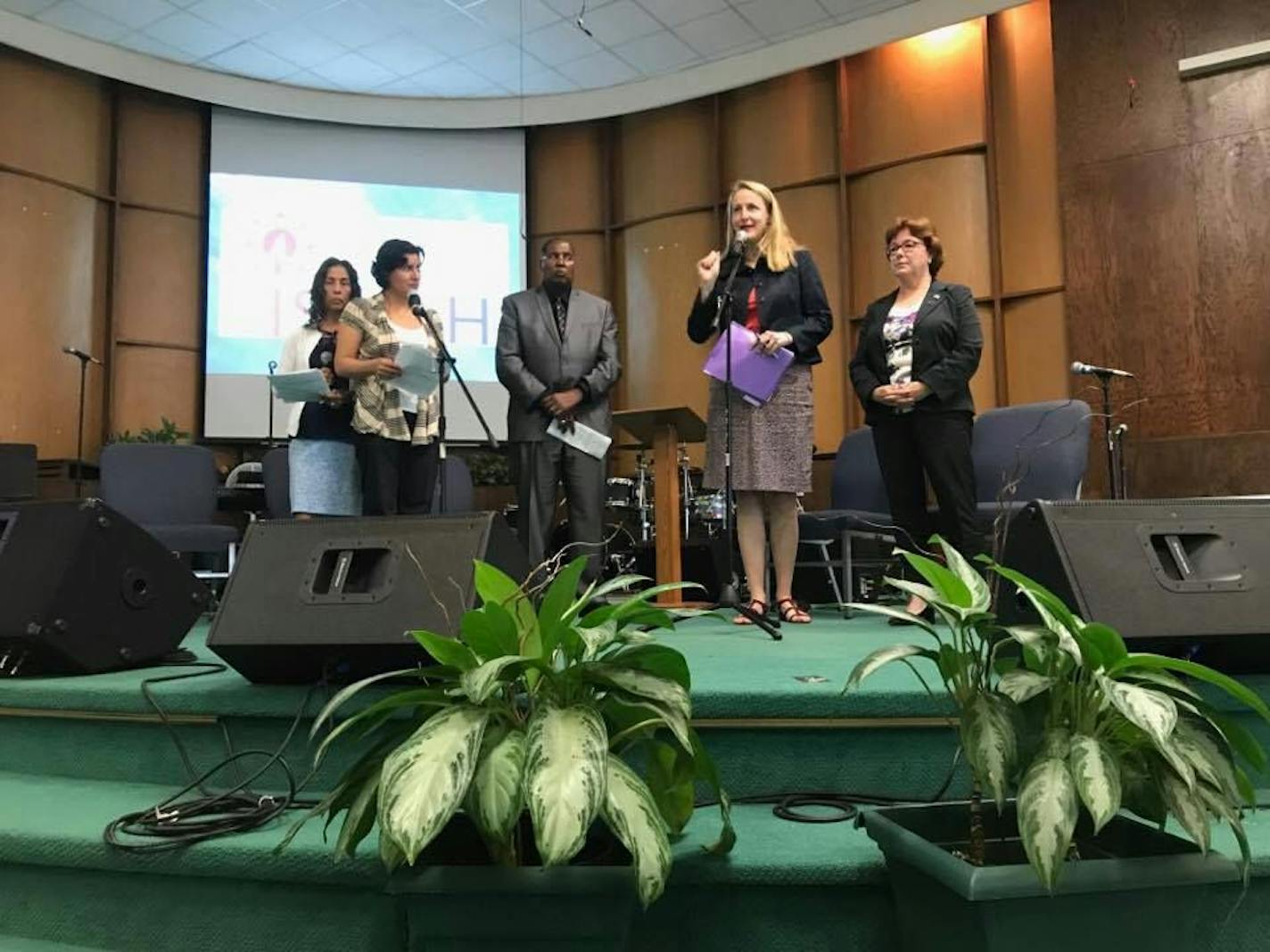 Hennepin County Commissioner Marion Greene speaks on the subject of deportations during a forum on immigration and incarceration on Saturday, Aug. 12 at Greater Friendship Missionary Baptist Church in Minneapolis. The event was organized by the ISAIAH faith-based coalition.