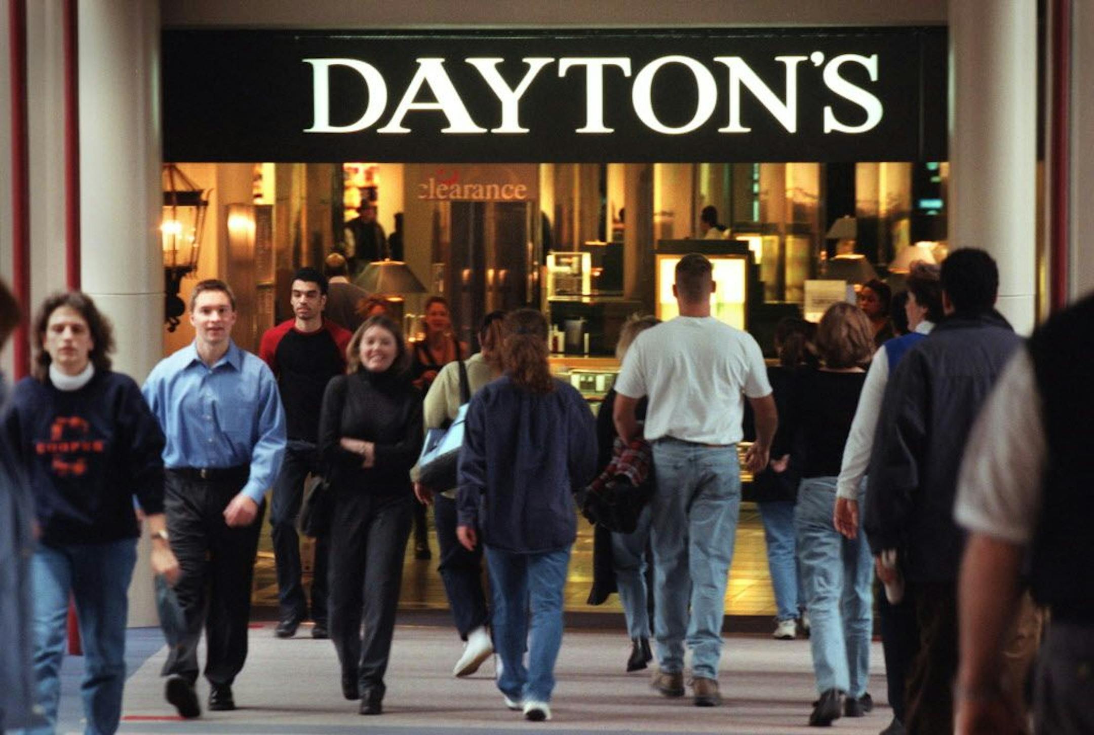 Noontime walkers filled the Minneapolis skyway between City Center and Dayton's in 2001. The store's central location meant hundreds of visitors to the store each day -- or at least through it.
