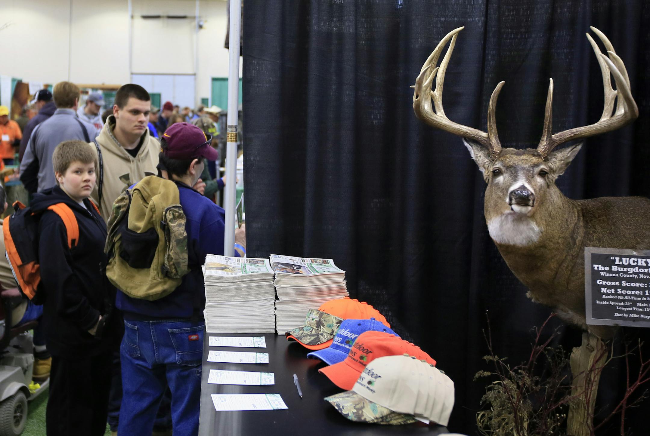 The iconic Minnesota Deer Classic has a new home! The National Sports Center is proud to have acquired the show from Hugh Price, the long-time owner of the Minnesota Deer Classic and move it to the NSC campus. Antlers are everywhere at the Deer Classic, like this buck "Lucky" The Burgdorf Buck" shot by Mike Burgdorf in Winona County November 11th 2012. ] Blain, MN - 03/07/2012