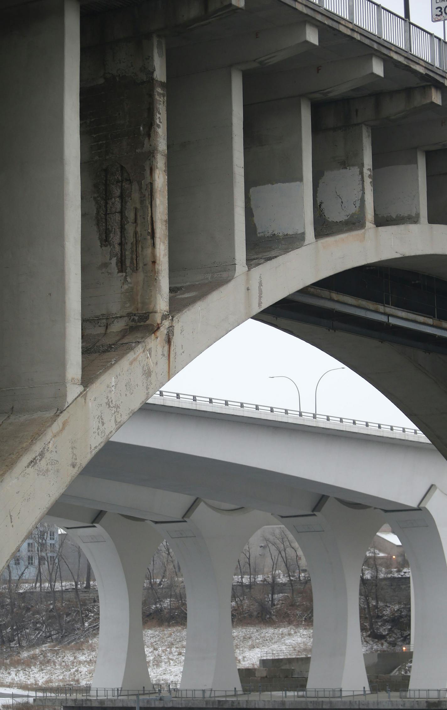 The 10th Avenue Bridge is one of three 1920s-era concrete arch bridges in need of repairs. The cost for rehab of the three Minneapolis bridges could exceed $130 million.