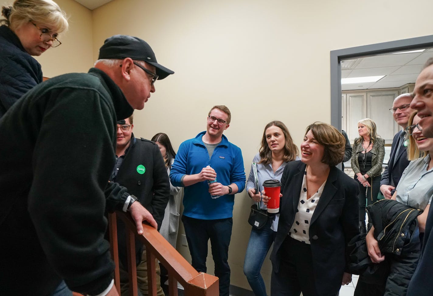 Amy Klobuchar arrived at Music Man Square in Mason City, Iowa, where she was greeted by Gov. Tim Walz and Gwen Walz. After officially announcing her candidacy for President, Amy Klobuchar's first appearance in Iowa was here in Mason City. Today it was also her final presidential campaign appearance before Monday's Iowa caucus.