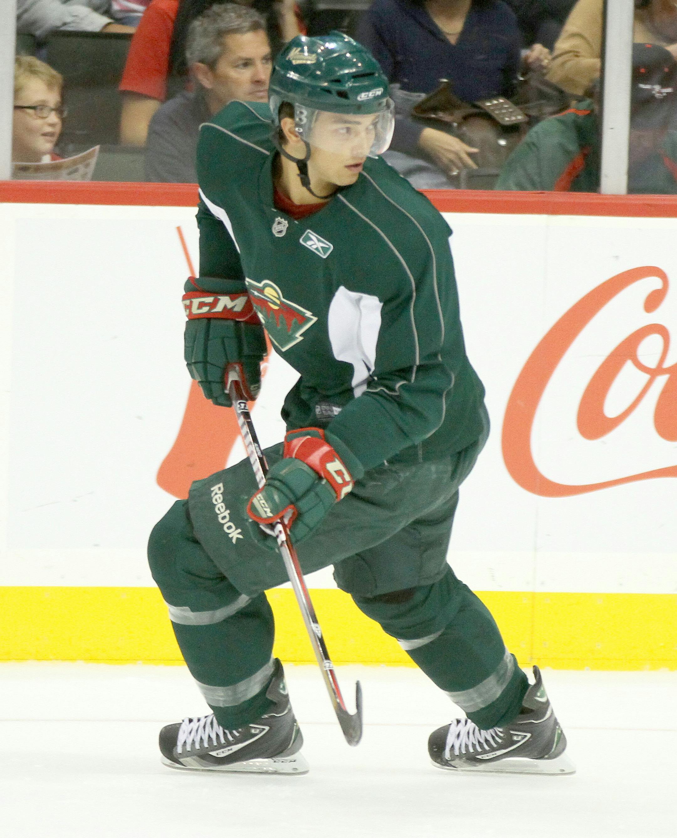 Wild forward Cody Almond, shown during training camp last week, is battling a back injury.